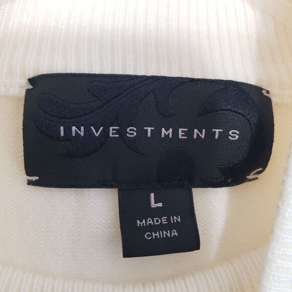 Investments Woman's Soft Ivory Mock Neck Pleated Front Top, Size Large - Picture 3 of 8